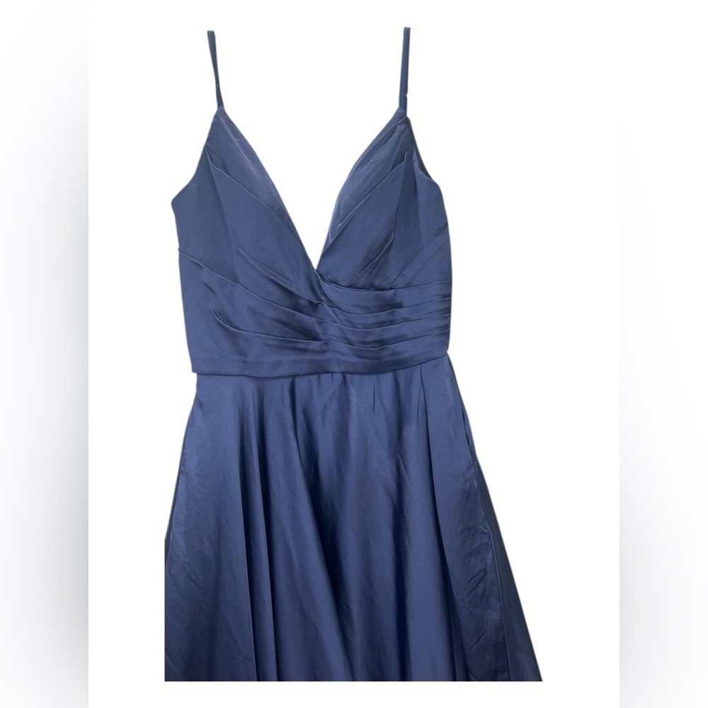 LA FEMME Strapless Slit Satin Ballgown - Picture 4 of 15